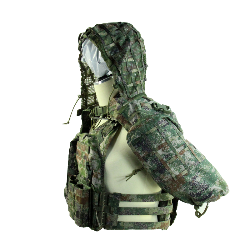 突击先锋 星空林地迷彩狙击手半身伪装衣吉利服 防红款